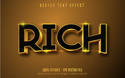 Rich - redigerbar texteffekt, glänsande guldtextstil, grafikillustration
