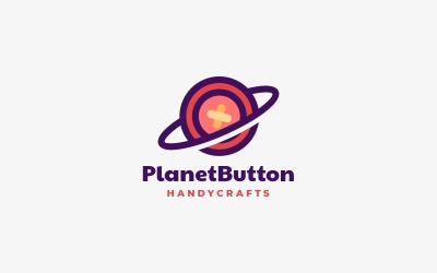 Planet Button Einfaches Maskottchen-Logo