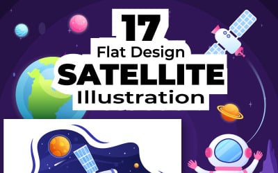 17 Satelliter och 5G-nätverk Illustration