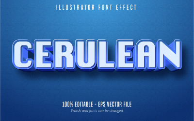 Cerulean - Редактируемый текстовый эффект, стиль комического и мультяшного текста, графическая иллюстрация