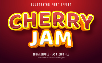 Cherry Jam - Effet de texte modifiable, style de texte de bande dessinée et de dessin animé, illustration graphique