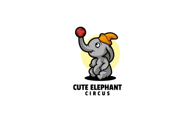 Cute Elephant Cartoon Logo Style