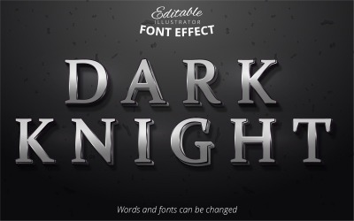 Dark Knight - redigerbar texteffekt, metallisk silvertextstil, grafikillustration