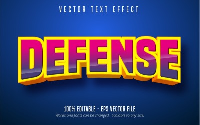 Försvar - redigerbar texteffekt, komisk och tecknad textstil, grafikillustration