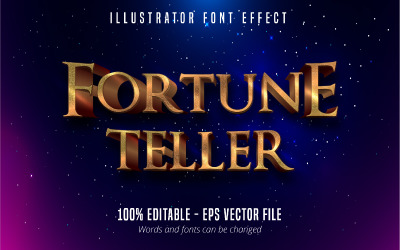 Fortune Teller - edytowalny efekt tekstowy, złoty styl tekstu, ilustracja graficzna