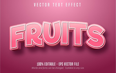 Frukter - redigerbar texteffekt, komisk och tecknad textstil, grafikillustration