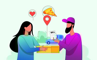 Hombre de entrega gratis con vector de concepto de ilustración de factura de entrega