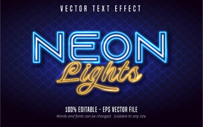Neonljus - redigerbar texteffekt, färgglad neonglödande textstil, grafikillustration