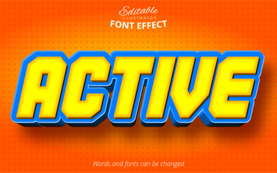 Activo: efecto de texto editable, estilo de texto de cómic y dibujos animados, ilustración de gráficos