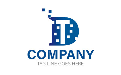 D und T digitales Buchstaben-Logo