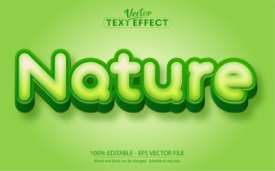 Natur - redigerbar texteffekt, komisk och tecknad textstil, grafikillustration