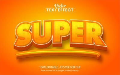 Super - redigerbar texteffekt, komisk och tecknad textstil, grafikillustration