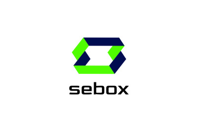 Tech Negative S Box Logo Template