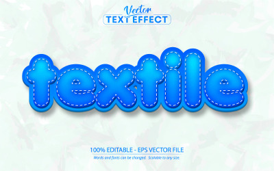 Textil - redigerbar texteffekt, blå komisk och tecknad textstil, grafikillustration