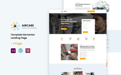 Aircare - Servizi di riscaldamento e condizionamento dell&amp;#39;aria Modello di pagina di destinazione Elementor pronto all&amp;#39;uso