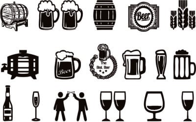 Alcoholische dranken Icons Sett