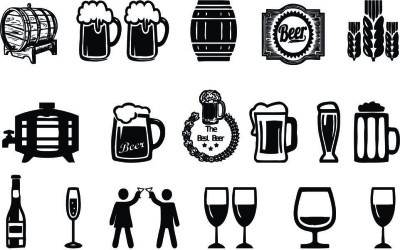 Alkoholische Getränke Icons Sett