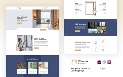 Etisson Windows Services Gebrauchsfertige Landing Page-Vorlage für Elementor
