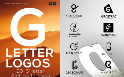 20 "G" Letter Alphabetic Logos