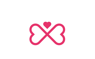 Шаблон логотипа сердца бабочки
