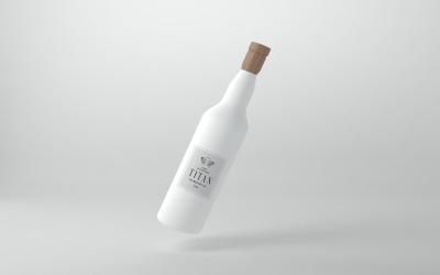3D-Darstellung einer weißen Flasche auf grauem Hintergrund