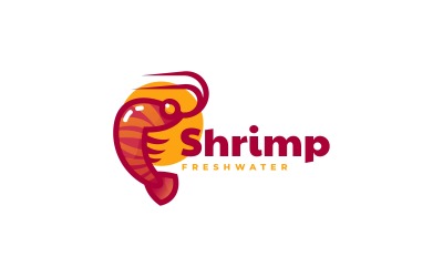 Estilo del logotipo de la mascota del color del camarón