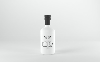 Render 3D de una botella blanca con un tapón corona aislado sobre fondo blanco.