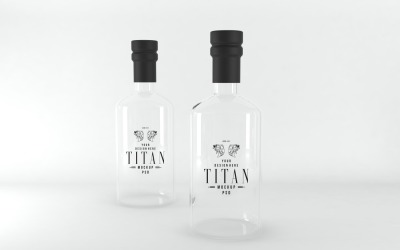 Rendu 3D d&amp;#39;une maquette de bouteille transparente avec un capuchon noir isolé sur fond blanc
