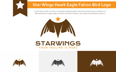 Star Wings Hawk Eagle Falcon Predator Bird Logo Template