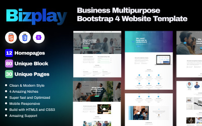 Bizplay Business Multipurpose Bootstrap 4 webbplatsmall