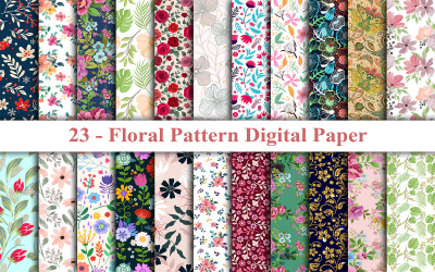 Bloemenpatroon digitaal papier, natuurbladeren bloemenpatroon