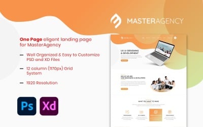 MasterAgency- Business Landing Page XD и PSD UI/шаблон UX