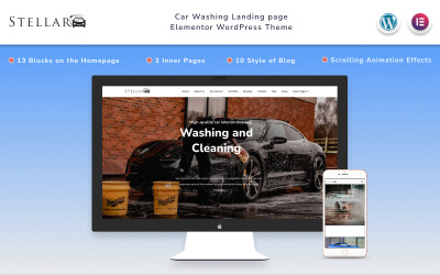 Stellar - Biltvätt målsida med blogg WordPress-tema