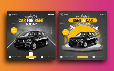 Modèle de bannière de publication de publication sur les médias sociaux pour la promotion de la location de voitures