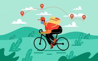 Livreur gratuit avec vecteur de concept d&amp;#39;illustration de vélo de livraison