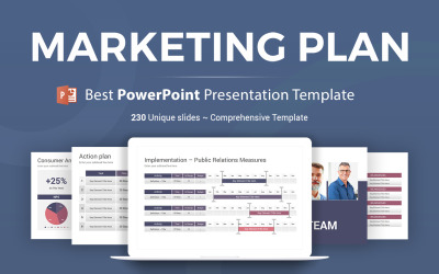 Modelo de apresentação de negócios em PowerPoint de plano de marketing