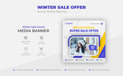 Moderner Winter Sale Instagram Post oder Webbanner