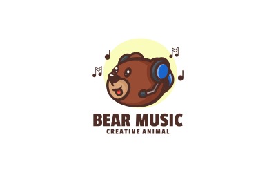 Niedźwiedź Muzyka Prosta Maskotka Logo