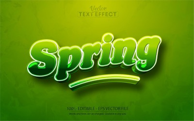 Primavera - Effetto di testo modificabile, Stile di testo del fumetto di colore verde, Illustrazione grafica
