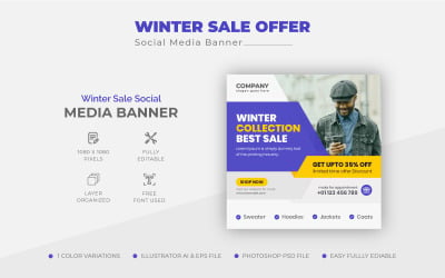 Sconto saldi invernali Social Media Post Design