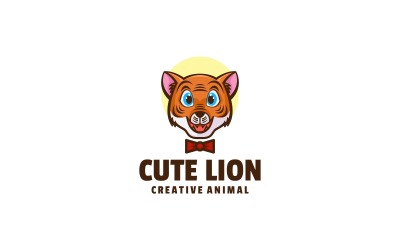 Sevimli Aslan Basit Maskot Logosu
