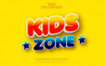 Zona bambini: effetto testo modificabile, stile testo cartone animato lucido, illustrazione grafica