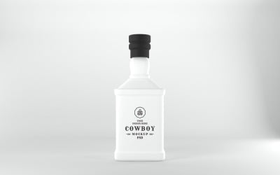 Cowboy Bottle Mockup white bottle with a black cap isolated on white background