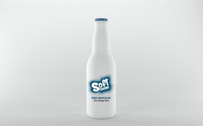 Soft Drink Bottle render of a white bottle with a crown cap isolated on white background