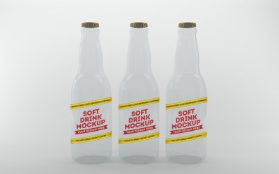 Soft Drink Mockup Three bottles with cork lids isolated on white background