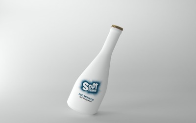 3d render of a Soft Drink white bottle Mockup with a crown cap isolated on white background
