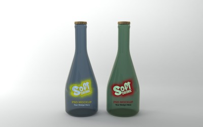 3d render of bottles with crown caps isolated on white background