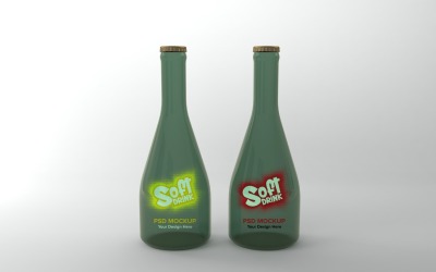 3d render of green bottles with cork lids isolated on white background