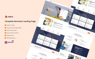 Airlo - Plantilla de una página de Elementor lista para usar de servicios de CA