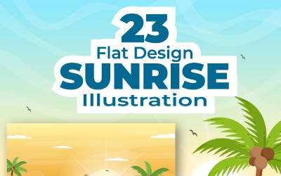 23 Illustrazione di sfondo del paesaggio dell&amp;#39;alba